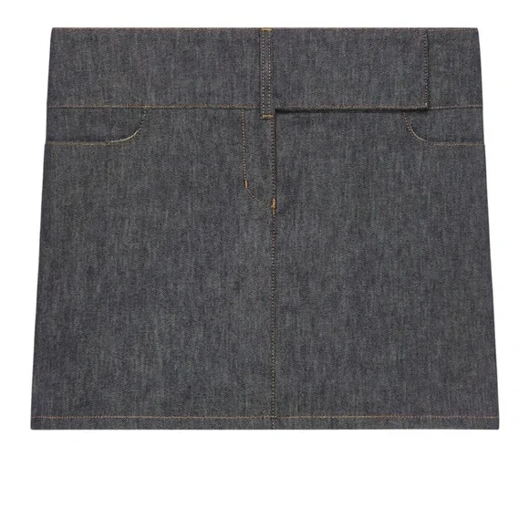 Courreges Belted Gray Denim Mini Skirt